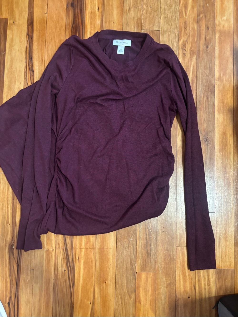 Madewell Long Sleeve Crewneck Top in Deep Wine